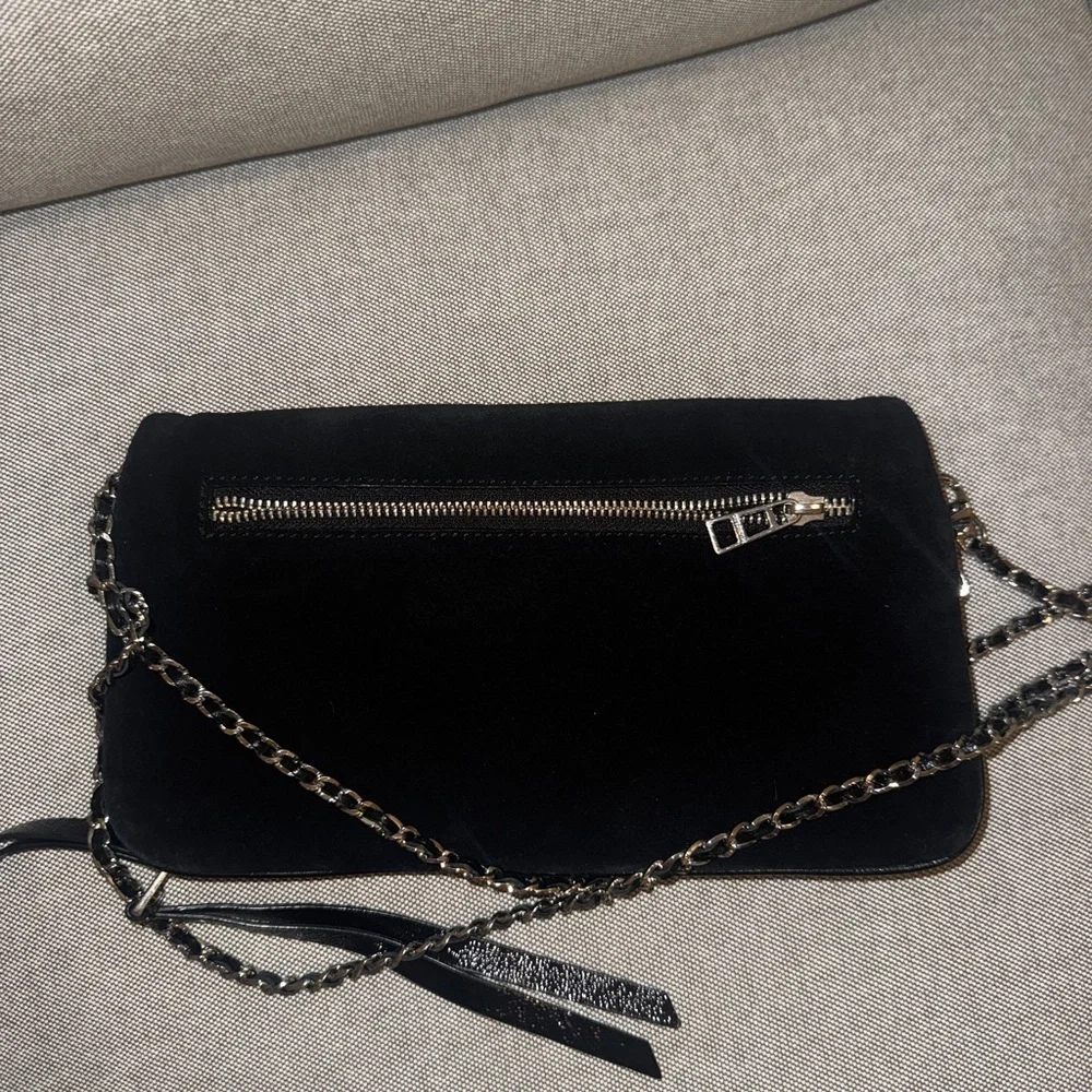 Zadig & Voltaire Rock Black Suede Croosbody Bag with Silver Chain - Picture 3 of 5